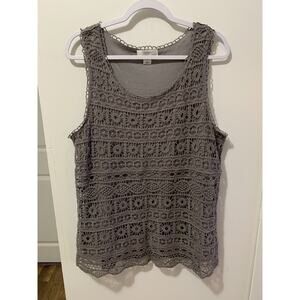 CJ BANKS Crochet‎ Sleeveless Top/Tank Size X (14W) Lined Tunic Gray